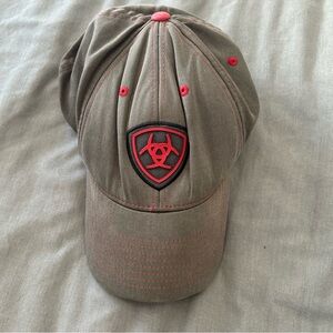 Ariat Gray and Red Baseball Cap